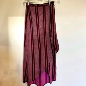 Band of Gypsies Maroon and White Patterned Wrap Skirt